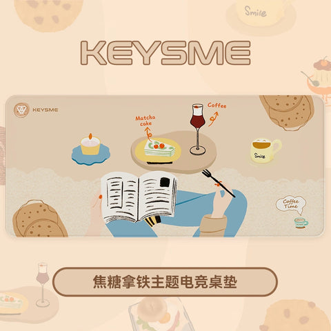 KeysMe焦糖拿铁/幽灵船主题电竞级超大加厚桌垫硅胶记忆键盘手托