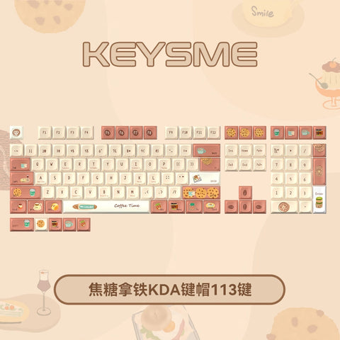 KeysMe焦糖拿铁主题KDA高度五面热升华PBT键帽通用基础全套113键